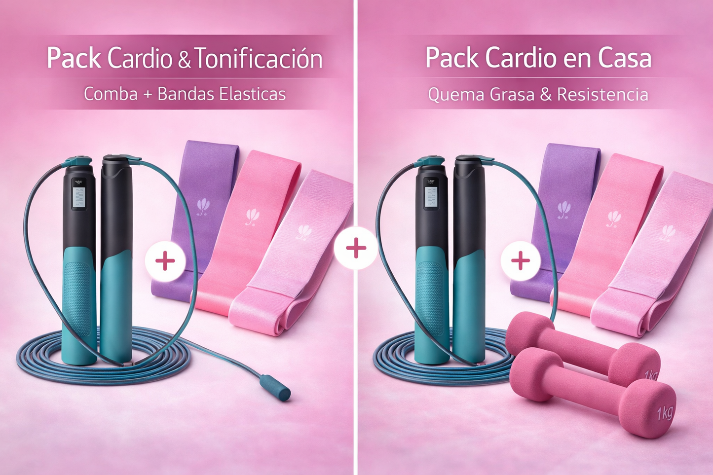 Pack Cardio & Tonificación – Comba + Bandas Elásticas
