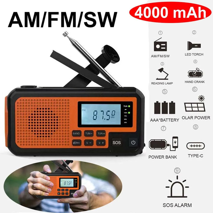 Emergency Solar Power Radio Hand AM/FM Weather
